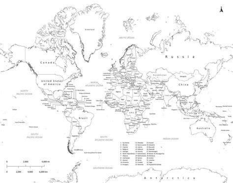 Labeled Printable World Map