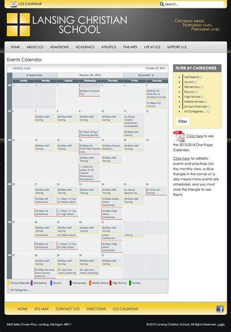 Lansing Christian School Calendar