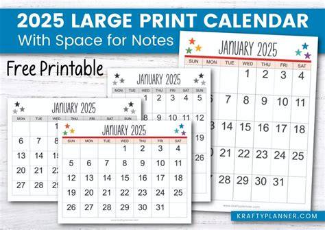 Large Grid Calendar 2025