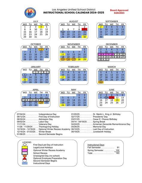 Lausd 24 25 Calendar