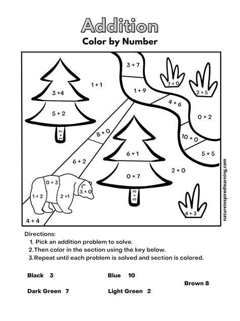 addition color by number