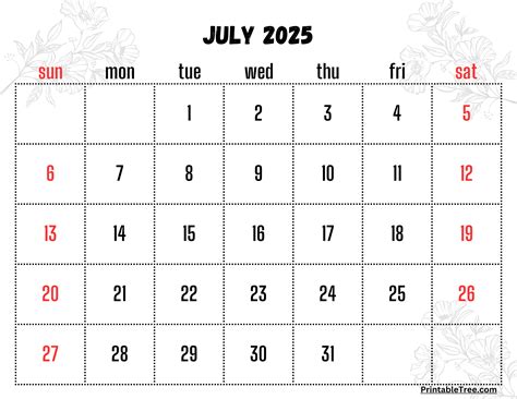 july 2025 calendar