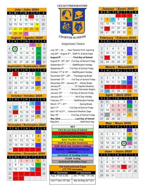 legacy college prep charter school calendar