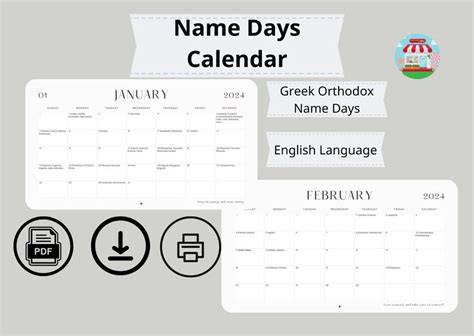 name day calendar