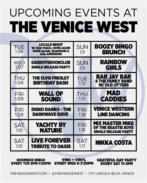 venice west calendar
