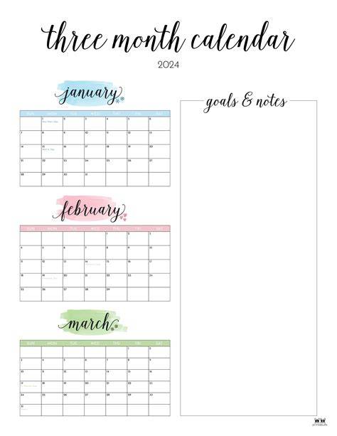 3 month calendar
