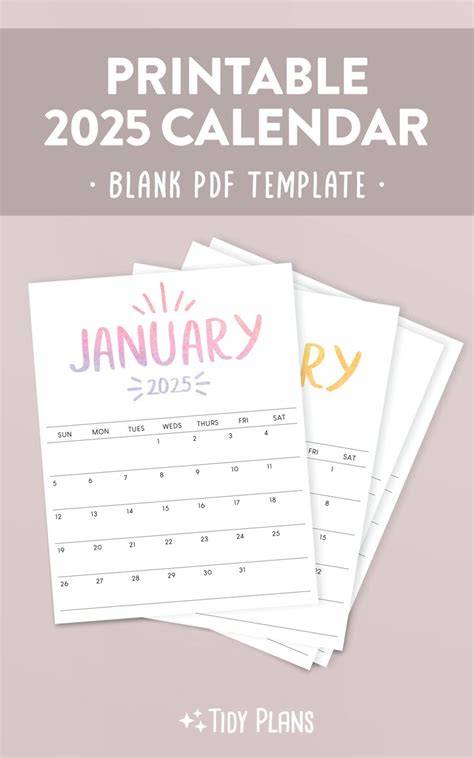 blank calendar 2025