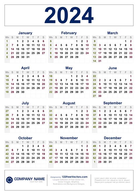 calendar with week numbers