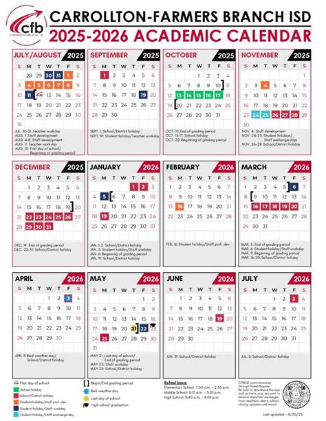 carrollton farmers branch isd calendar