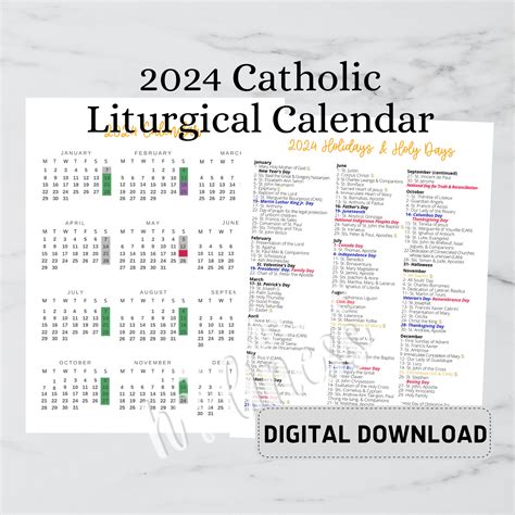 catholic calendar 2024