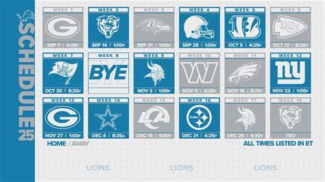detroit lions 2025 calendar