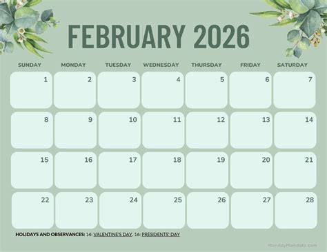 february 2026 calendar