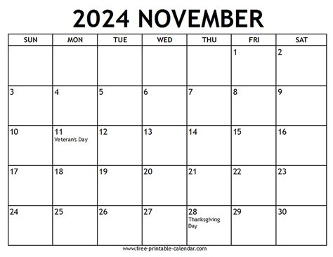 november 2024 calendar with holidays