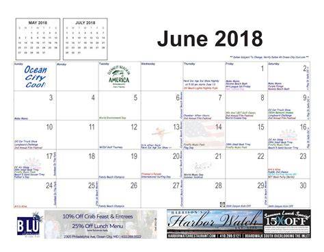 ocean city calendar of events