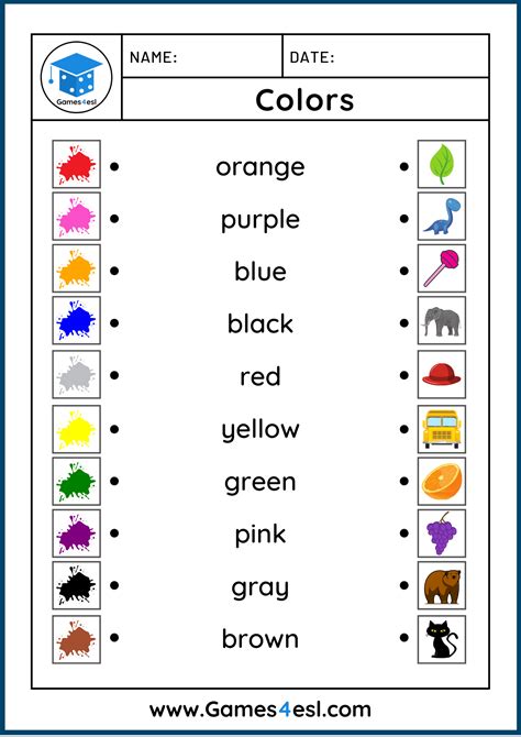 Learning Colors Worksheets