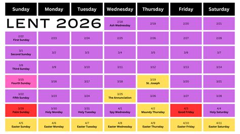 Lent Season 2025 Calendar