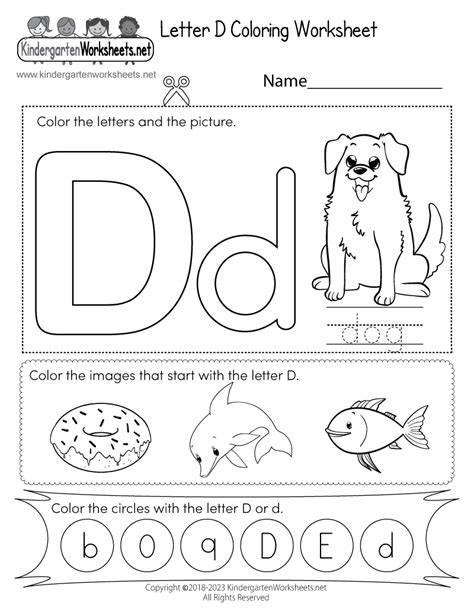 Letter D Printable Worksheets