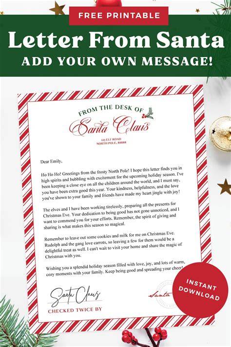 Letter From Santa Free Printable
