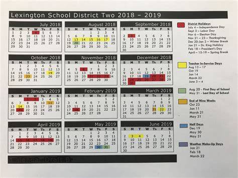 Lexington District 1 Calendar