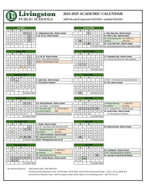 Livingston Schools Calendar