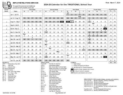 Long Beach Unified School District Calendar