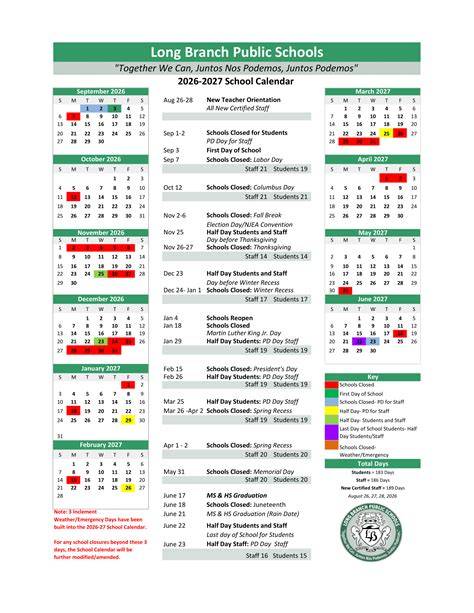 Long Branch Public Schools Calendar