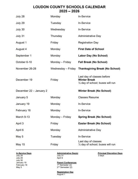 Loudon County Schools Calendar