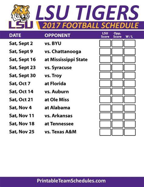 Lsu Football Schedule 2024 Printable Free
