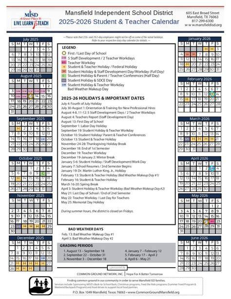 Mansfield Isd Calendar 25 26
