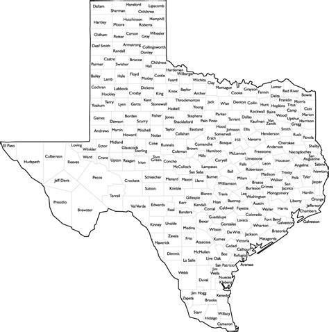 Map Of Texas Counties Printable