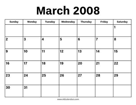 March 2008 Calendar
