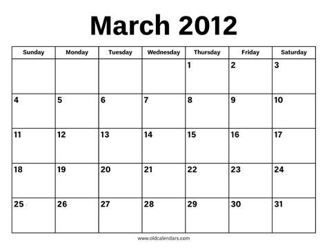 March 2012 Calendar