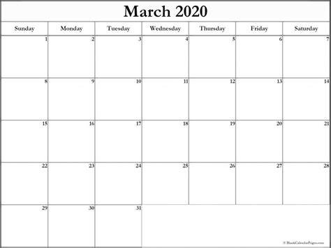 March 2020 Calendar Printable