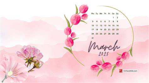 March 2025 Calendar Desktop Wallpaper