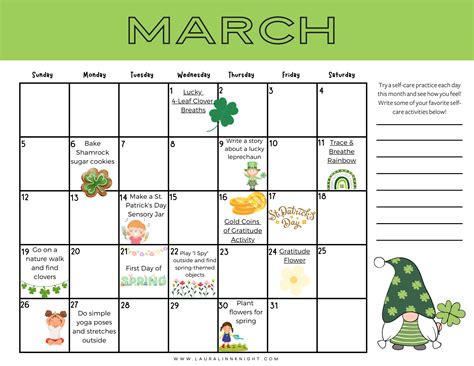 March Activity Calendar