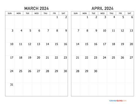 March And April 2024 Calendar