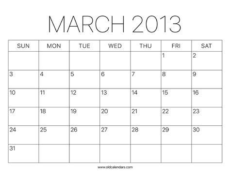 March Calendar 2013