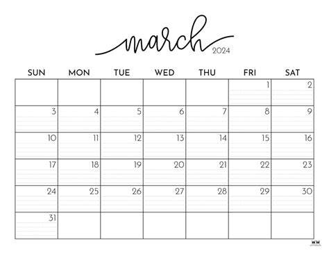 March Month Calendar 2018
