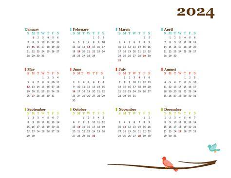 2024 printable calendar one page