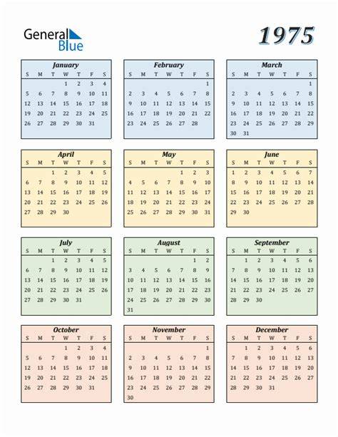 calendar from 1975
