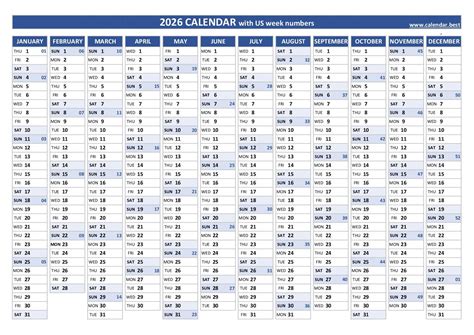 calendar with week numbers