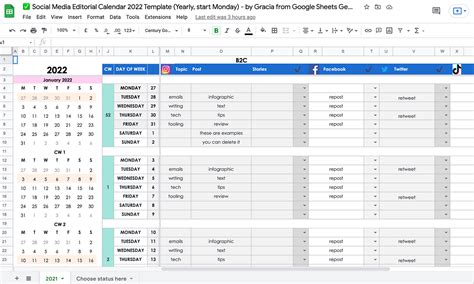 google sheets calendar template 2025