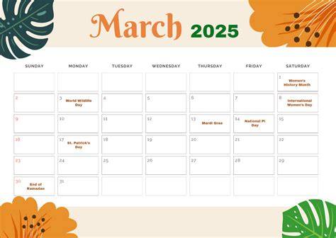 march 2025 calendar