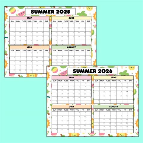 summer calendar 2025