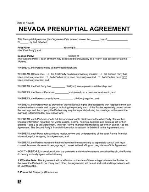 Marriage Free Printable Prenuptial Agreement Form