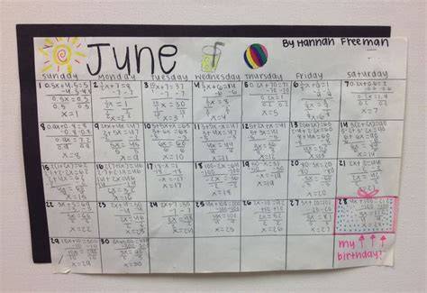 Math Calendar Project