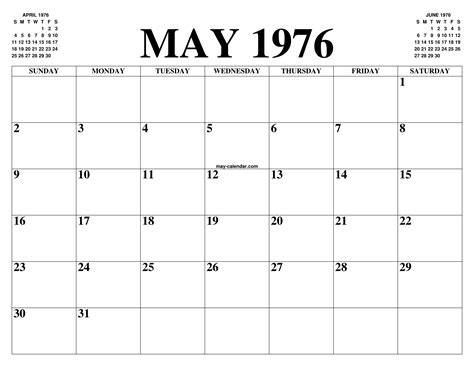 May 1976 Calendar