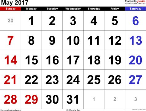 May 2017 Calendar