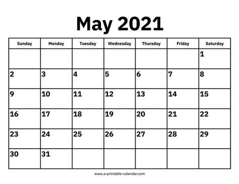 May 2021 Calendar Printable