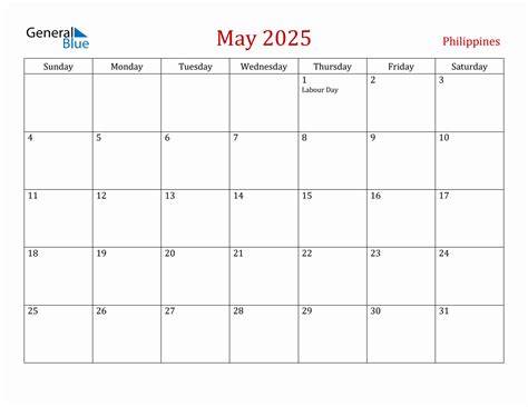 May 2025 Calendar Philippines